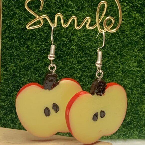 Apple Earring, Fruit Earring, Teacher Earring, Funny Food Earring, Educator Gift - Picture 3 of 6